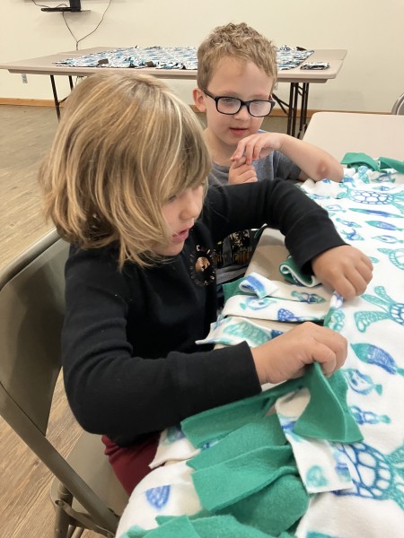 A girl working with fabric